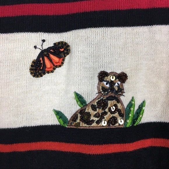 VINTAGE Cardigan Sweater Jack B Quick Animals Beaded Jungle Theme Size Medium - Picture 13 of 15